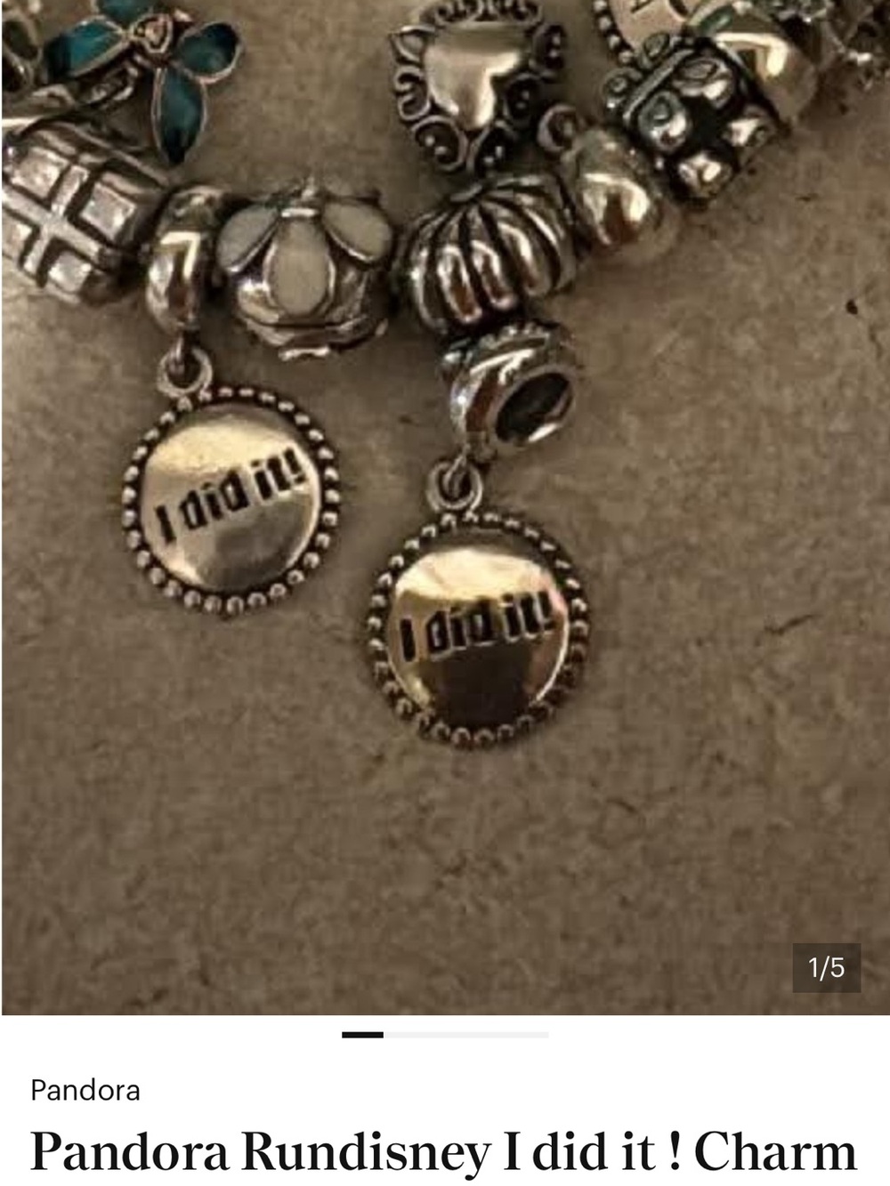 Pandora Silver 'I Did It!' Double Dangle Charm - Silver